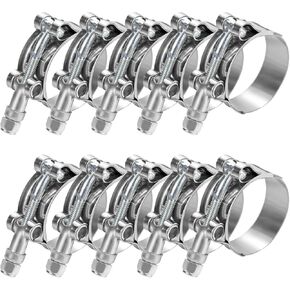 10Pack T Bolt Hose Clamp 36-44mm for 1.25" Hose ID, Heavy Duty Stainless Steel Tube Clamp Radiator Hose Clamp Intake Clamp