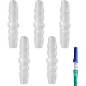 NIIIYTYB 5Pcs 1/4 Inch Plastic Barb Tubing Connectors Hose Connector Fittings for Soaker Hose Repair Kit Barbed Splicer Mender Joint Adapter Union Fitting Durable Plastic Hose Connectors (White)