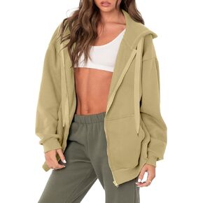 Womens Oversized Zip Up Hoodies with Pockets Long Sleeve Y2K Sweatshirt Jacket 2024