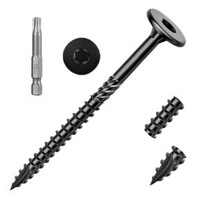 30PCS #14 x 3 Inch Lag Screws Structural Wood Screws 3 inch, Black Coated Rust Resistant Heavy Duty Construction Screw Star Drive with Bit