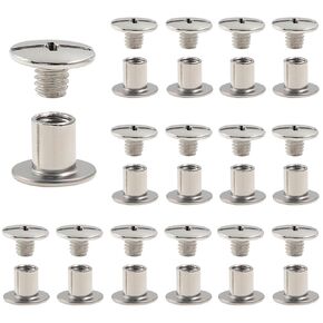 Hitefu 30 Set Chicago Screws, M5 x 6mm Binding Screws with Phillips Head, 1/4 Inch Button Rivets for Leather, Belt, Bookbinding