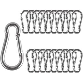 MIVIDE 20 Pack M8 x 3-1/8 inch Carabiner Clips Spring Snap Hook, 304 Stainless Steel Heavy Duty Snap Hooks Carabiner Quick Link Clip for Camping Hiking Traveling Outdoor Swing Gym, 500Lbs Capacity