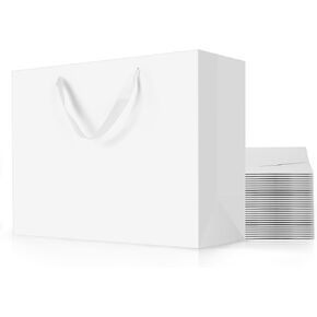MOXARYSU White Gift Bags With Handles: 8x5x10 Inch 30pcs Medium Paper Gags Bulk For Birthday Wedding Party Shopping