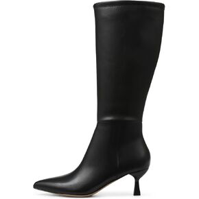 VIMISAOI Knee High Boots for Women Pointed Toe Suede Boots Low kitten Heel Slip On Sexy Fashion Dress Long Boot Wide Calf with Side Zipper