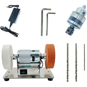 100W Bench Grinder 7 Speed Adjustable Table Top Grinder Polisher Bench Grinding Tool for Sharpening and Polishing 3Inch Wheels(Double sander set)