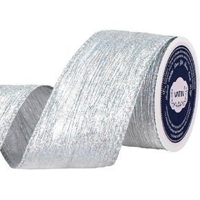 VATIN Gold Crinkled Wired Ribbon with Metallic Edge, Christmas Ribbon for Garland, Wreaths, Topper Bow, Swags, Christmas Tree Decoration 2-1/2 Inch x 10 Yard