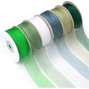 Sheer Ribbon Organza Ribbon 1 Inch x 150Yd 6 Rolls Brown Sheer Chiffon Ribbon Sheer Organza Ribbon Clear Fabric Ribbon for Gift Wrapping Wedding Bouquet Christmas Tree Decor Bows DIY Crafts