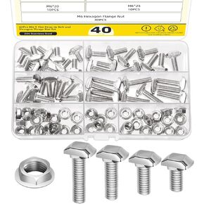 60 Sets M8 T Slot Drop-in Bolt, M8 x 16/20/25/30/35/40mm Hammer Head T-Slot Drop-in Stud Sliding Bolt Screw with Flange Nut for European Standard 40 Series Aluminum Profile in Kuwait