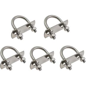 5 Sets 304 Stainless Steel U Shape Pipe Clamps M6 Bolt Pipe Clamps Clamps Pipe Clamps Silver Used in Light Industry Chemical Industry Metallurgy Construction Shipbuilding Automobile Industry