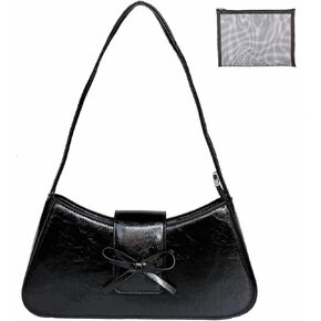 Bow Purse Y2k Red Shoulder Bag Coquette Leather Underarm Hobo Handbags Evening Clutch for Women