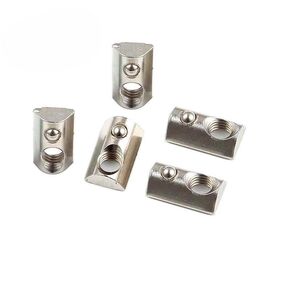 10Pcs Silver 1/4-20 Steel Roll in T-nut with Ball Spring, Suitable for 1010 Series or 1.0 Inch Base Aluminum Extrusion Profile Rail, Self-Clinching Nuts
