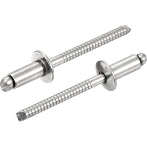 uxcell 200Pcs 5/32"x3/8" 304 Stainless Steel Dome-Head Blind Rivets, Open-End Type Blind Rivets for DIY, Sheet Metal, Automotive Repairs, Furniture, Boat, and Duct Work (Silver)