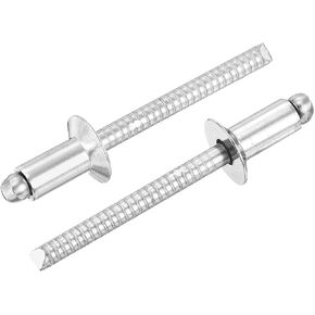 uxcell 50Pcs 3/16" x 1/2" 304 Stainless Steel Countersunk Blind Rivet, Open-End Type Blind Rivets for DIY, Sheet Metal, Automotive Repairs, Furniture, Boat, and Duct Work (Silver)