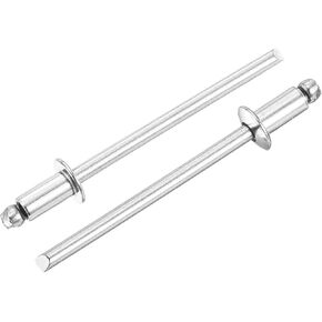 uxcell 50Pcs 1/8" x 1/2" 304 Stainless Steel Dome-Head Blind Rivets, Open-End Type Blind Rivets for DIY, Sheet Metal, Automotive Repairs, Furniture, Boat, and Duct Work (Silver)