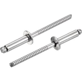 uxcell 120Pcs 5/32"x1/2" 304 Stainless Steel Dome-Head Blind Rivets, Open-End Type Blind Rivets for DIY, Sheet Metal, Automotive Repairs, Furniture, Boat, and Duct Work (Silver)