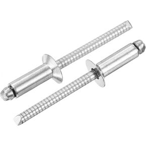 uxcell 70Pcs 3/16" x 3/8" 304 Stainless Steel Countersunk Blind Rivet, Open-End Type Blind Rivets for DIY, Sheet Metal, Automotive Repairs, Furniture, Boat, and Duct Work (Silver)