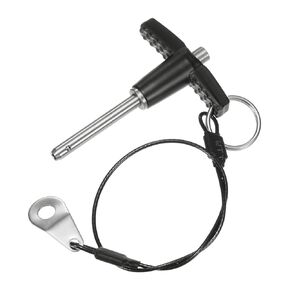 T Handle Lock Pin, 15/32"(12mm) Dia. 2-3/8"(60mm) Usage Length Push-Button Quick Release Locking Pins W Lanyard Cable for Speaker/Aviation/Gym/Machine [304 Stainless Steel]