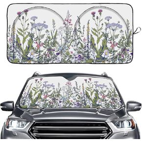 Purple rose and lavender marble Windshield Sun shade, Front Window Sun Shade for Car SUV Truck-63'' X 30'', Foldable UV Ray Reflector Visor Shield Cover