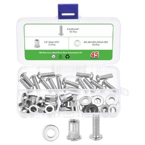 uxcell 45Pcs Rivet Nut Flat Head, 1/4"-20 Socket Head Cap Screws and Flat Washers