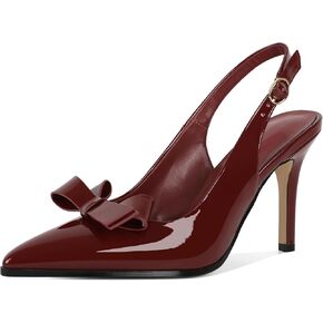 Zamikoo Bow Knot Slingback Heels for Women Pointed Toe Slip On Stilettos High Heel Pumps Shoes