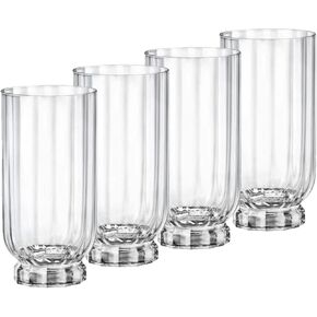 Bormioli Rocco Florian 12.6 oz. Double Old Fashioned DOF Glasses, Lucent Blue, Set of 4