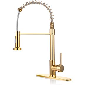 Kitchen Faucets Gold Kitchen Faucet with Pull Down Sprayer RV Kitchen Sink Faucet Stainless Steel Kitchen Faucet Single Hole Kitchen Faucet Sprayer Gold Sink Faucet Kitchen Modern Tall Kitchen Faucet