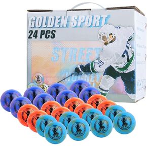 Street Hockey Balls - Official Outdoor Roller Balls for Indoor Games, Ideal for Sports Enthusiasts 24 Pack(Coloured)