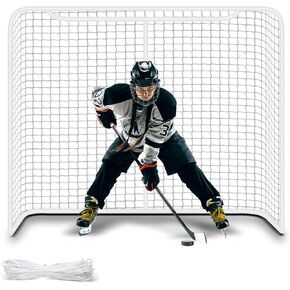 72" Hockey Net Replacement Hockey Goal Replacement Net Hockey Netting Hockey Goal Net for Outdoor Sports Street Hockey, Easy Attach Official Size 72" x 48" x 30", White with Rope