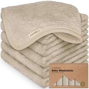 6-Pack Baby Washcloths, Soft Absorbent Washcloths for Face, Body (White) | Viscose from Bamboo Washcloths, Baby Towels, Newborn, Kids, Toddlers, Infant, Gentle on Sensitive Skin, 10x10, Reusable in Kuwait