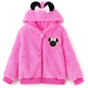 Disney Frozen Elsa Minnie Toddler Girl Coat: Plush Hooded Fleece Jacket - Warm Winter Outwear for Girls 2-6 Years