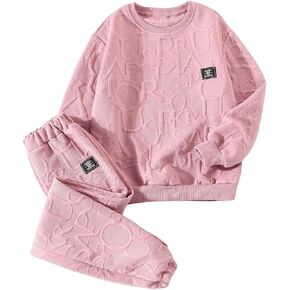 Verdusa Girl's 2 Piece Outfits Sweatshirt and Jogger Sets Letter Print Sweatsuits