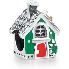 KEQ 925 Sterling Silve Christams Dangle Beads Charm for Pandora Moments Bracelets, Merry Christmas Gifts for Women