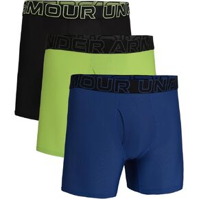 Under Armour Men's 3-Pack Performance Tech Mesh Solid 6" Boxer Briefs Tech Blue 3X-Large