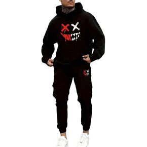 GORGLITTER Men's Two Piece Graphic Sweatsuit Long Sleeve Pullover Hoodie Drawstring Waist Jogger Pants Set