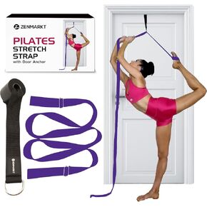 Pilates Stretching Strap with Door Anchor - Flexibility Equipment for Pilates Practitioners - Ideal for Improving Leg Flexibility, Core Stability, and Posture Alignment at Home