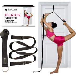 Pilates Stretch Strap with Door Anchor - Stretching Door Strap for Flexibility and Posture Alignment - Pilates Accessories for Home Workouts, and Flexibility Training