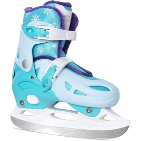 Nattork Ice Skates for Girls Kids Boys with Sturdy Plastic Shell, 4 Sizes Adjustable Skates, Outdoor Skating Essentials Perfect Choice Pink Blue Green