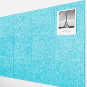 AKTOP Cork Board Bulletin Board 47"x35", 12 Pack Removable Felt Cork Board Tiles for Wall, Large Corkboard Notice Pin Board for Office, School & Home, 48 Safe Adhesive Tabs, 20 Push Pins, Lake Blue