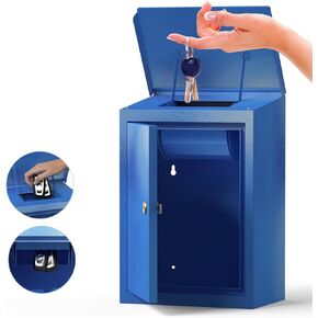 Key Drop Box for Automotive, Key Return Box Wall Mount, Anti-Thief & Waterproof Design for Outdoor, Heavy-Duty Secure Storage Box for Hotel,Car Rental, Large Capacity 6x10x14 Inch