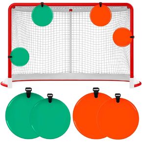 4 Pcs Hockey Shooting Targets Agility Shooting Goal Target Discs with Straps Reactive Hockey Training Equipment for Lacrosse Soccer Baseball Practice Improving Accuracy, Orange, Green