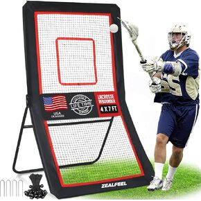 Lacrosse Rebounder, 4x7 FT Lacrosse Rebound for Backyard Lacrosse Bounce Back Net with 5 Rebound Angles, Target Strip, Perfect for Lacrosse Baseball Volleyball and Soccer Practice