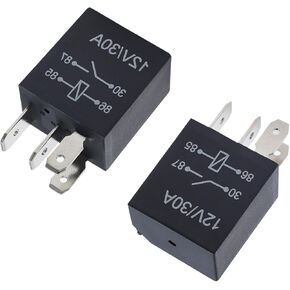 Pack-4 Car Waterproof Relay, 4 Pin 12V 30A Multi-Functional Flame Retardant Shell Alloy Contacts Replacement, Motor Accessories, Universal for Cars (Black)