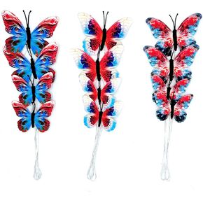12 Pcs Artificial Butterfly Decorations, 2 Sizes Butterfly Decor for Crafts, DIY 3D Unique Decorative Butterflies for Fake Flowers Easter Spring Wedding Tea Party Home Room Decor. (Assorted)