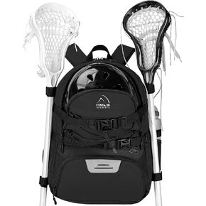 Lacrosse Bag with Two Sticks Holder,field hockey bag Separate Shoe Space with External Buckle Straps to Fix Helmet and Other Lacrosse or Field Hockey Equipment