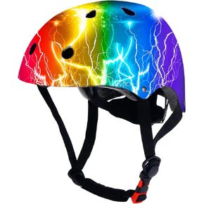 Adjustable Color Gradient Skateboard Helmet for 3-5-8-14+Ages【Toddler Kids Youth Adult】 Girls Boys Woman.Bike Helmet for Multi-Sports Cycling Bicycle Scooter Inline Roller Skate Rollerblading