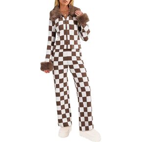 Yousify Winter Sweater Sets Ski Outfits for Women Color Block Skiing Clothes