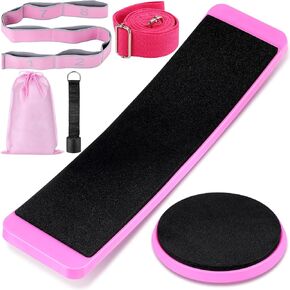 5 Pcs Ballet Equipment Include Ballet Turning Boards Figure Ice Skating Spinner Leg Stretching Straps with Door Anchor Drawstring Bag Flexibility Trainer Equipment for Dance Yoga Gymnastics