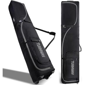 Premium Padded Snowboard/Ski Bag with Wheels for Air Travel, Double Rolling Ski Bag Heavy Duty Waterproof Boot Bag Fit 2 Sets Skis/Single Snowboard Up to 190 CM