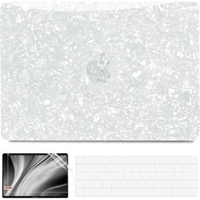 G JGOO Compatible with MacBook Air 13 Inch Case 2021 2020 2019 2018 Release M1 A2337 A2179 A1932 Touch ID, Glitter Pearl Hard Shell Case + 2 Keyboard Cover + Screen Protector,Purple Glitter Shell