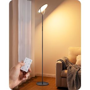 EDISHINE 76" Tall Floor Lamp, 28W 2500LM Bright LED Lights for Living Room, 300° Flexible Head Reading Lamps with Remote, 2700K-6500K Dimmable Minimalist Torchiere Corner Lamp for Bedroom Office Black